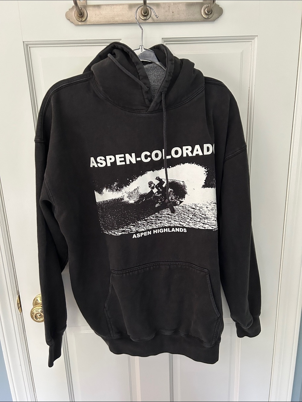 John Galt Brandy Melville Aspen Colorado Black Hoodie, one size